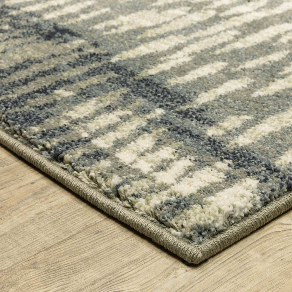 10' X 13' Grey Beige Blue And Light Blue Abstract Power Loom Stain Resistant Area Rug - Homeroots - Flyclothing LLC