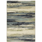 10' X 13' Blue Green Grey Light Blue And Beige Abstract Power Loom Stain Resistant Area Rug - Homeroots - Flyclothing LLC