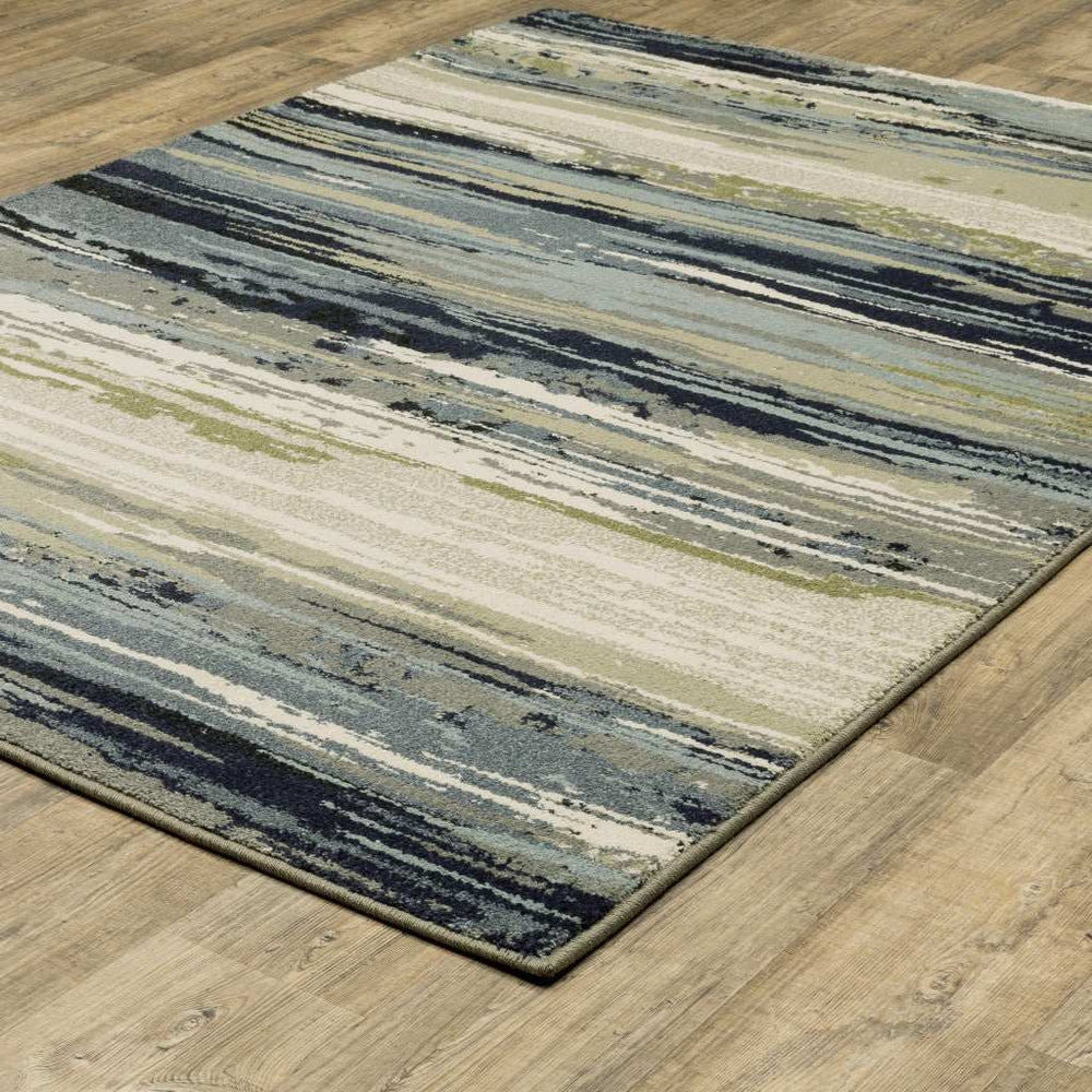 10' X 13' Blue Green Grey Light Blue And Beige Abstract Power Loom Stain Resistant Area Rug - Homeroots - Flyclothing LLC