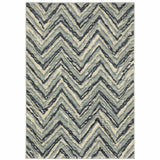 10' X 13' Blue Ivory Grey Beige And Light Blue Geometric Power Loom Stain Resistant Area Rug - Homeroots - Flyclothing LLC