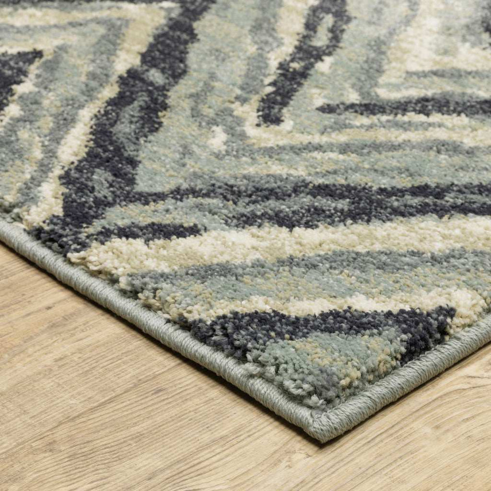10' X 13' Blue Ivory Grey Beige And Light Blue Geometric Power Loom Stain Resistant Area Rug - Homeroots - Flyclothing LLC