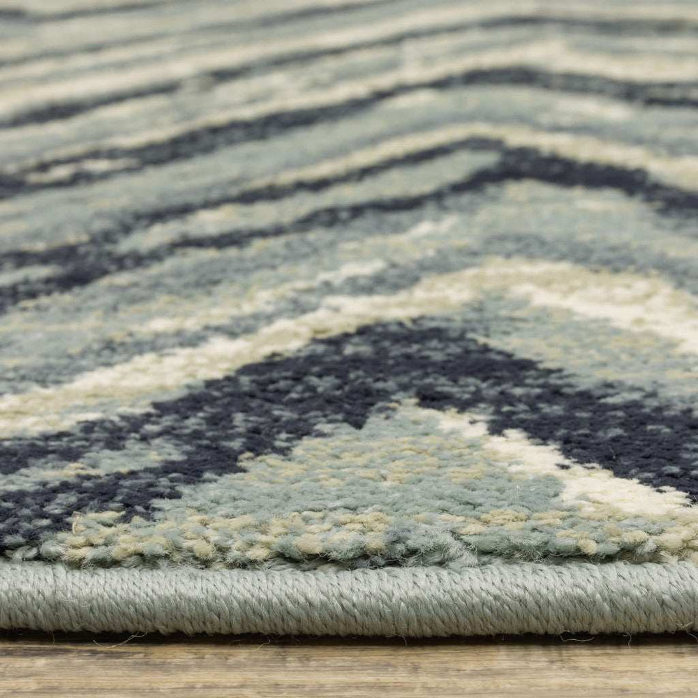 10' X 13' Blue Ivory Grey Beige And Light Blue Geometric Power Loom Stain Resistant Area Rug - Homeroots - Flyclothing LLC
