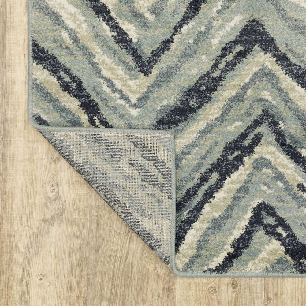 10' X 13' Blue Ivory Grey Beige And Light Blue Geometric Power Loom Stain Resistant Area Rug - Homeroots - Flyclothing LLC
