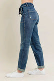 Judy Blue Full Size HW Vintage Wash Jeans w/ Drawstring Plus Size - Trendsi - Flyclothing LLC