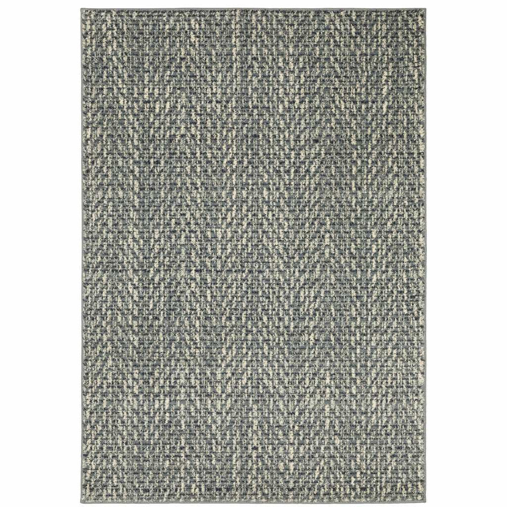 10' X 13' Blue Ivory Grey And Light Blue Geometric Power Loom Stain Resistant Area Rug - Homeroots - Flyclothing LLC