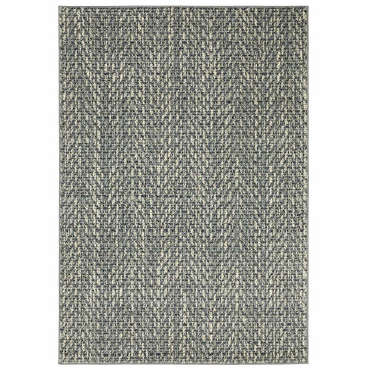 10' X 13' Blue Ivory Grey And Light Blue Geometric Power Loom Stain Resistant Area Rug - Homeroots - Flyclothing LLC