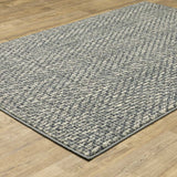 10' X 13' Blue Ivory Grey And Light Blue Geometric Power Loom Stain Resistant Area Rug - Homeroots - Flyclothing LLC