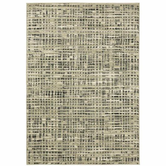 10' X 13' Beige Grey Ivory And Sage Blue Geometric Power Loom Stain Resistant Area Rug - Homeroots - Flyclothing LLC