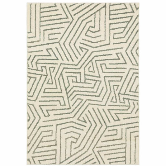 10' X 13' Gray And Ivory Geometric Power Loom Area Rug - Homeroots - Flyclothing LLC