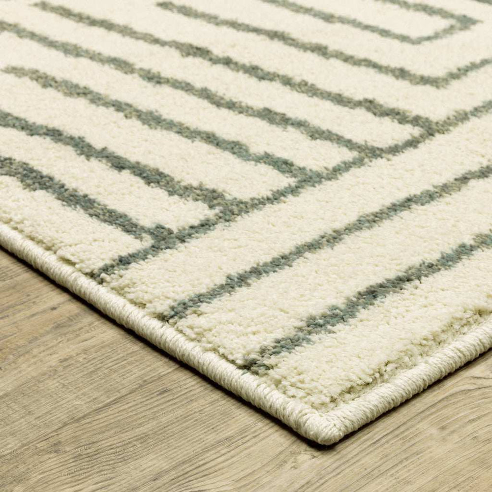 10' X 13' Gray And Ivory Geometric Power Loom Area Rug - Homeroots - Flyclothing LLC