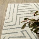 10' X 13' Gray And Ivory Geometric Power Loom Area Rug - Homeroots - Flyclothing LLC
