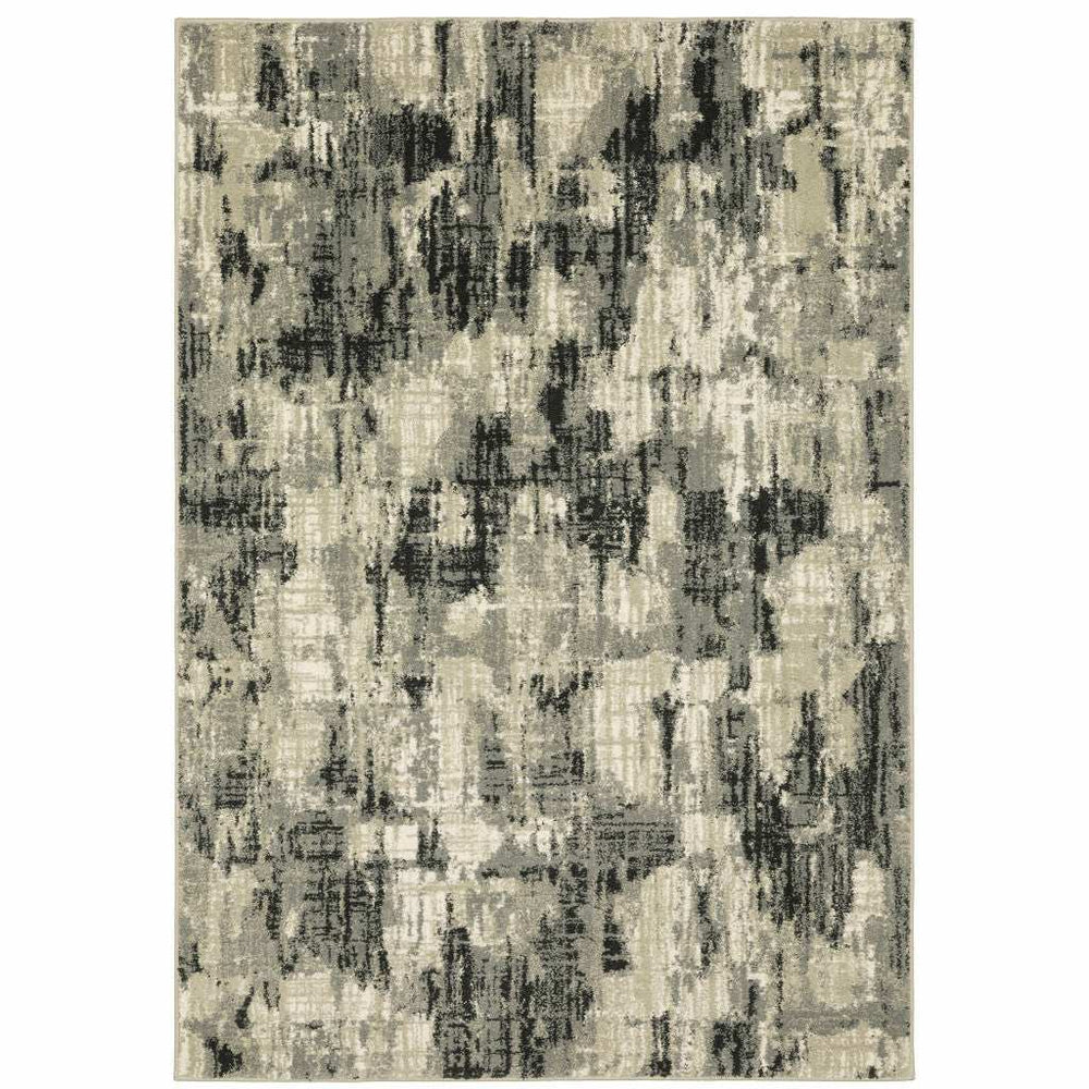10' X 13' Grey Beige Charcoal And Blue Abstract Power Loom Stain Resistant Area Rug - Homeroots - Flyclothing LLC