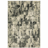10' X 13' Grey Beige Charcoal And Blue Abstract Power Loom Stain Resistant Area Rug - Homeroots - Flyclothing LLC