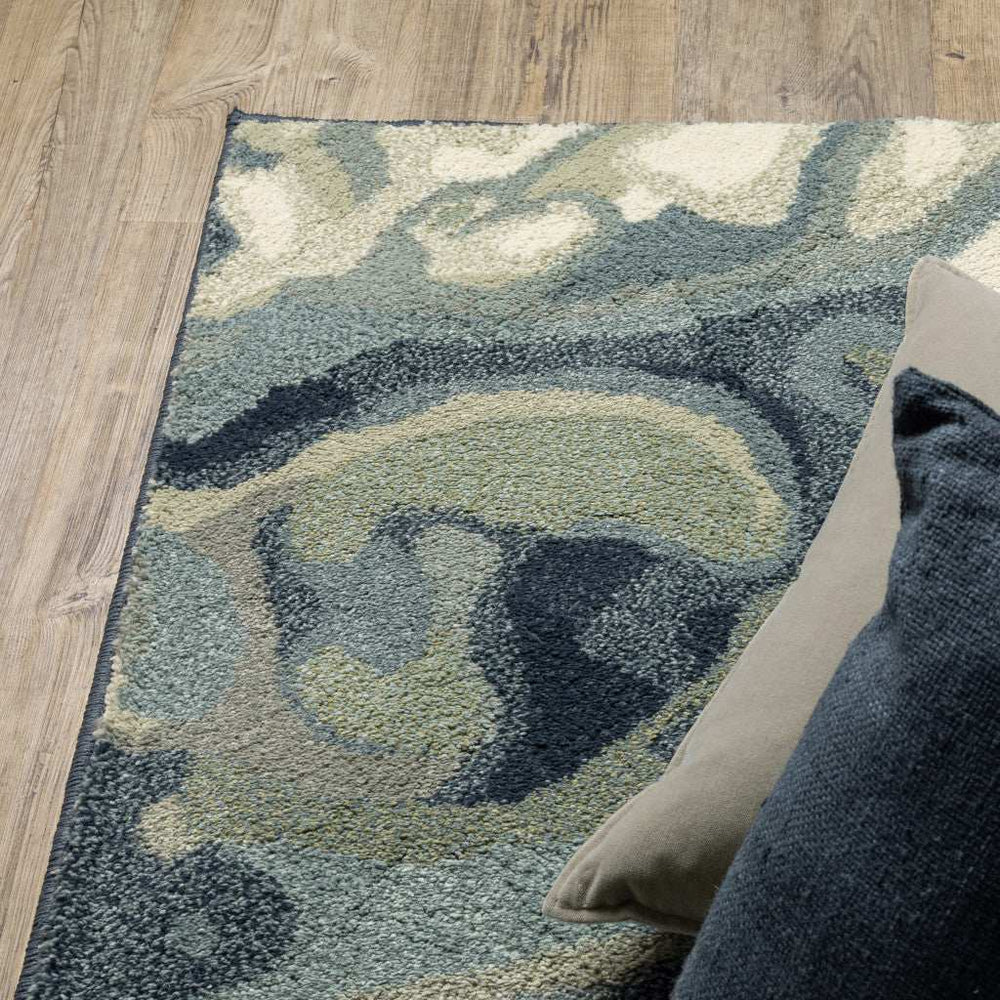10' X 13' Blue Green And Grey Abstract Power Loom Stain Resistant Area Rug - Homeroots - Flyclothing LLC