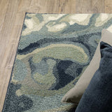 10' X 13' Blue Green And Grey Abstract Power Loom Stain Resistant Area Rug - Homeroots - Flyclothing LLC