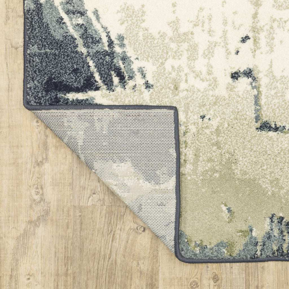 10' X 13' Blue Light Blue Grey Sage Beige And Ivory Abstract Power Loom Stain Resistant Area Rug - Homeroots - Flyclothing LLC