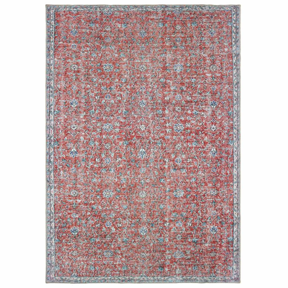 8' X 11' Red And Blue Oriental Power Loom Stain Resistant Area Rug - Homeroots - Flyclothing LLC