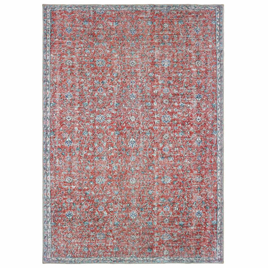 8' X 11' Red And Blue Oriental Power Loom Stain Resistant Area Rug - Homeroots - Flyclothing LLC