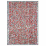 8' X 11' Red And Blue Oriental Power Loom Stain Resistant Area Rug - Homeroots - Flyclothing LLC