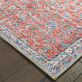 8' X 11' Red And Blue Oriental Power Loom Stain Resistant Area Rug - Homeroots - Flyclothing LLC