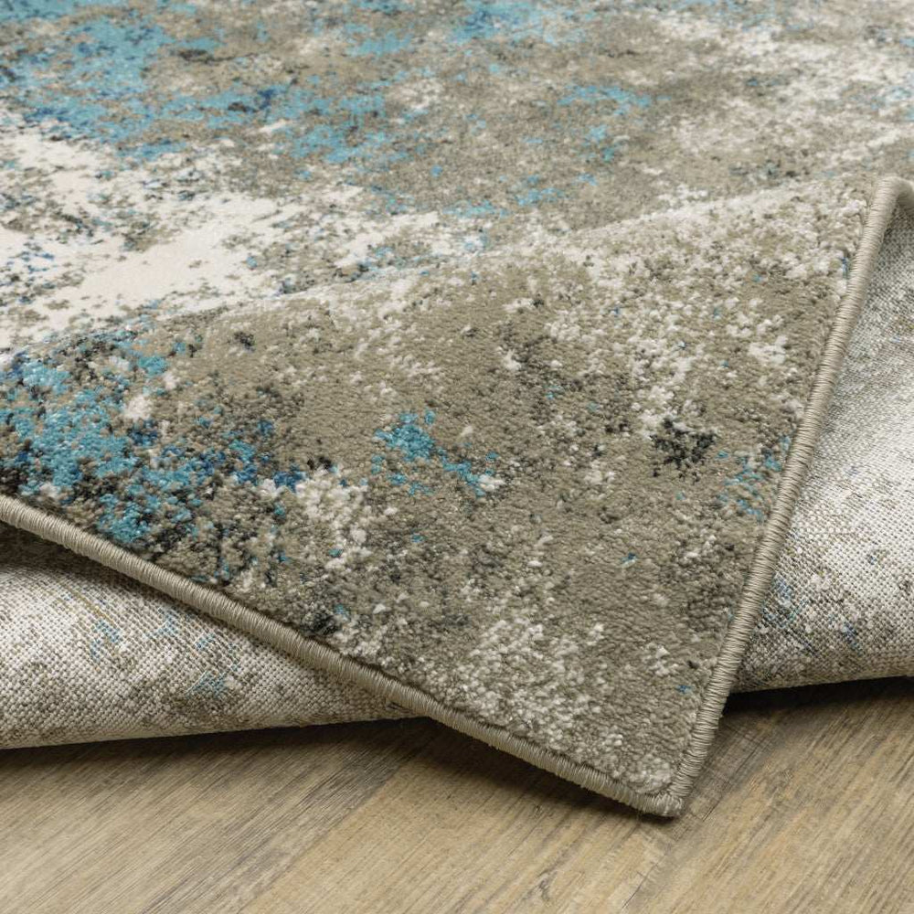 2' X 8' Blue Grey And Beige Abstract Power Loom Stain Resistant Runner Rug - Homeroots - Flyclothing LLC