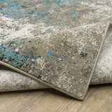 2' X 8' Blue Grey And Beige Abstract Power Loom Stain Resistant Runner Rug - Homeroots - Flyclothing LLC