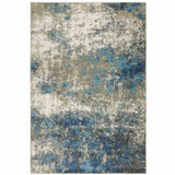 5' X 7' Blue Grey And Beige Abstract Power Loom Stain Resistant Area Rug - Homeroots - Flyclothing LLC