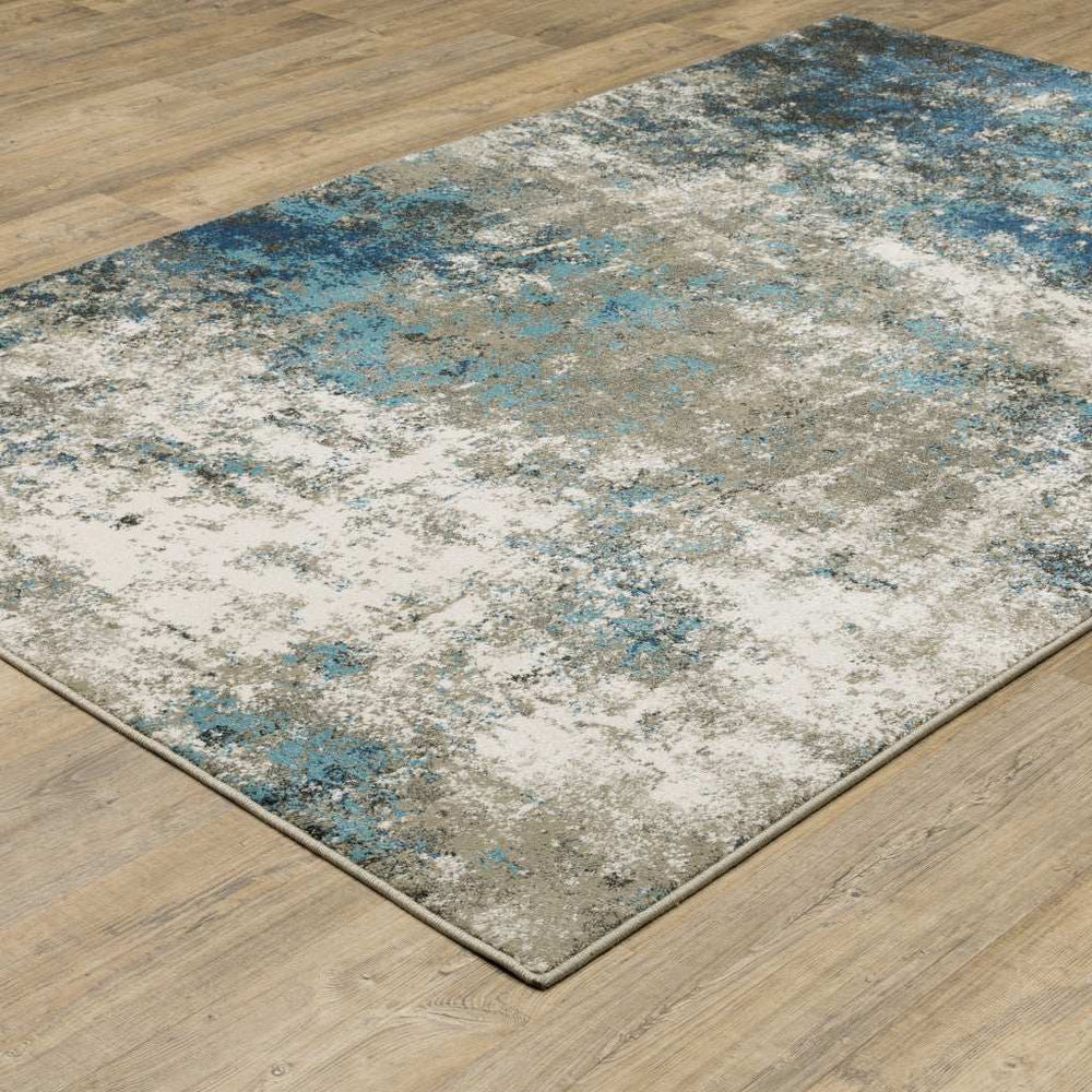 5' X 7' Blue Grey And Beige Abstract Power Loom Stain Resistant Area Rug - Homeroots - Flyclothing LLC