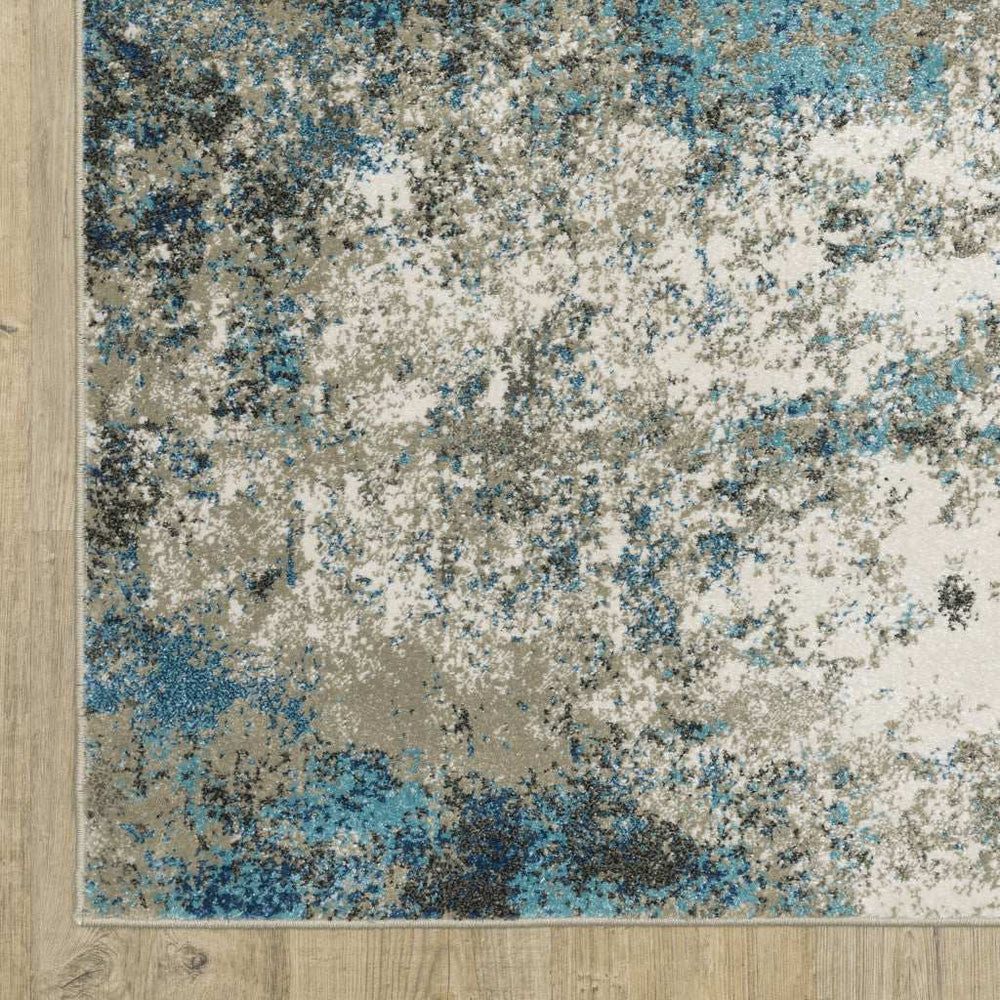 5' X 7' Blue Grey And Beige Abstract Power Loom Stain Resistant Area Rug - Homeroots - Flyclothing LLC