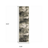 2' X 8' Charcoal Grey And Beige Abstract Power Loom Stain Resistant Runner Rug - Homeroots - Flyclothing LLC