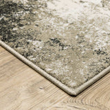 5' X 7' Charcoal Grey And Beige Abstract Power Loom Stain Resistant Area Rug - Homeroots - Flyclothing LLC