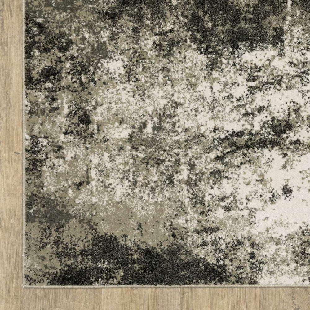 8' X 10' Charcoal Grey And Beige Abstract Power Loom Stain Resistant Area Rug - Homeroots - Flyclothing LLC