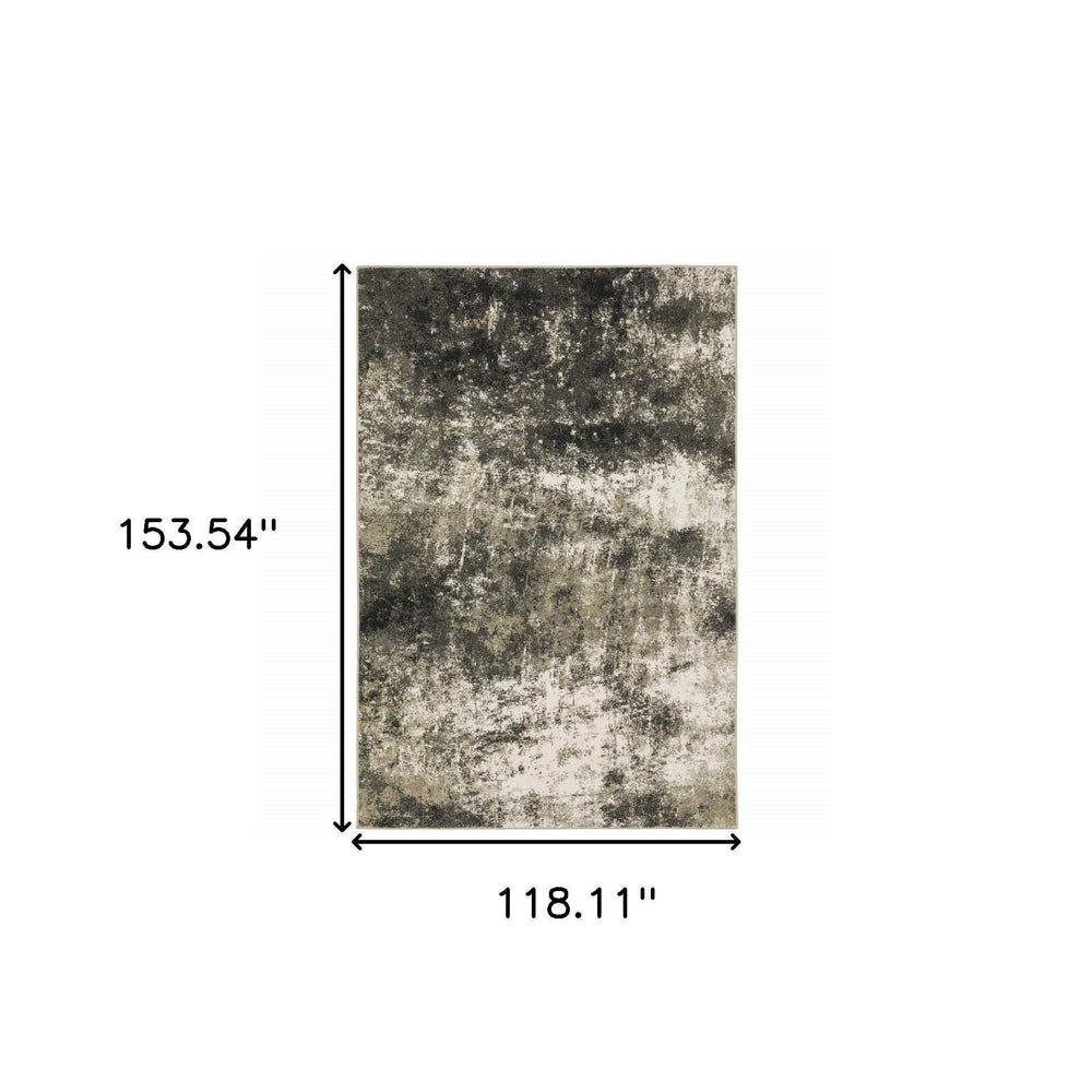 10' X 13' Charcoal Grey And Beige Abstract Power Loom Stain Resistant Area Rug - Homeroots - Flyclothing LLC