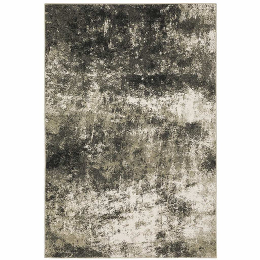 10' X 13' Charcoal Grey And Beige Abstract Power Loom Stain Resistant Area Rug - Homeroots - Flyclothing LLC