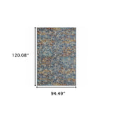 8' X 10' Blue Teal Gold Rust And Beige Abstract Power Loom Stain Resistant Area Rug - Homeroots - Flyclothing LLC