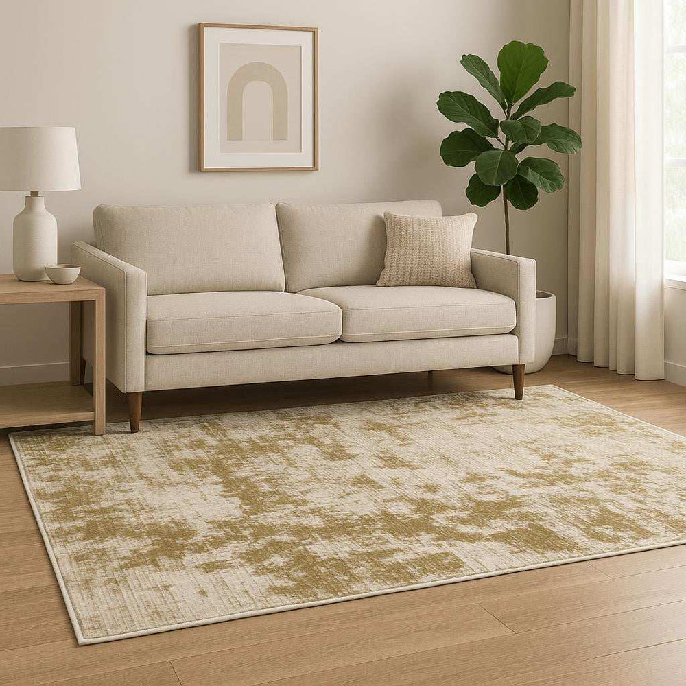5' X 7' Beige Gold And Grey Abstract Power Loom Stain Resistant Area Rug - Homeroots - Flyclothing LLC
