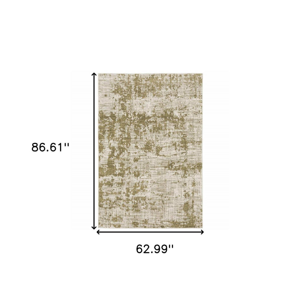 5' X 7' Beige Gold And Grey Abstract Power Loom Stain Resistant Area Rug - Homeroots - Flyclothing LLC