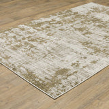 5' X 7' Beige Gold And Grey Abstract Power Loom Stain Resistant Area Rug - Homeroots - Flyclothing LLC