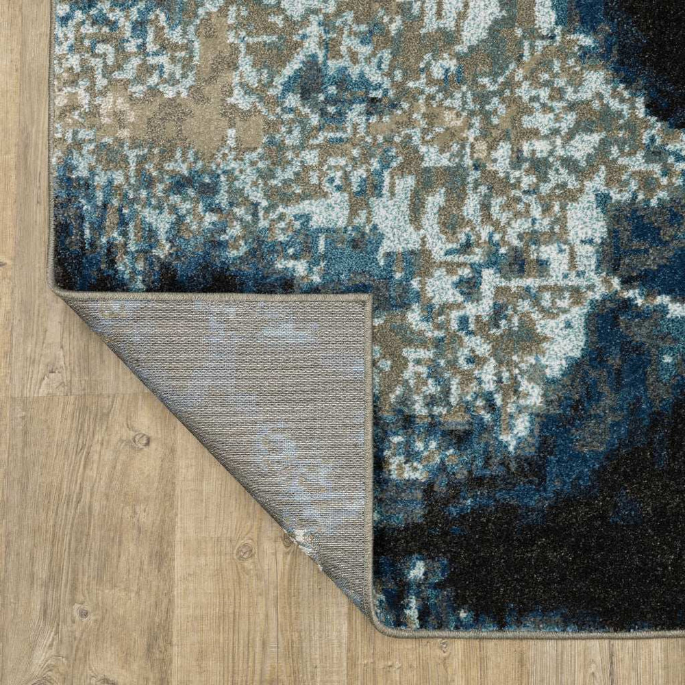 5' X 7' Blue Grey Charcoal And Beige Abstract Power Loom Stain Resistant Area Rug - Homeroots - Flyclothing LLC