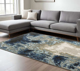 6' X 9' Blue Grey Charcoal And Beige Abstract Power Loom Stain Resistant Area Rug - Homeroots - Flyclothing LLC
