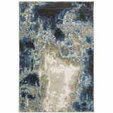 6' X 9' Blue Grey Charcoal And Beige Abstract Power Loom Stain Resistant Area Rug - Homeroots - Flyclothing LLC