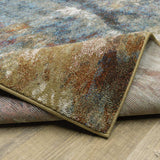 2' X 8' Blue Gold Teal Rust Grey And Beige Abstract Power Loom Stain Resistant Runner Rug - Homeroots - Flyclothing LLC