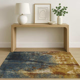 4' X 6' Blue Gold Teal Rust Grey And Beige Abstract Power Loom Stain Resistant Area Rug - Homeroots - Flyclothing LLC