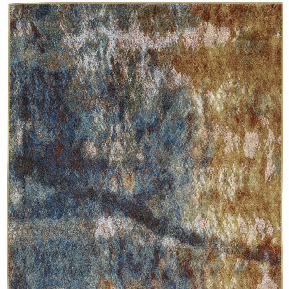 4' X 6' Blue Gold Teal Rust Grey And Beige Abstract Power Loom Stain Resistant Area Rug - Homeroots - Flyclothing LLC