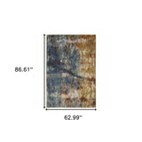 5' X 7' Blue Gold Teal Rust Grey And Beige Abstract Power Loom Stain Resistant Area Rug - Homeroots - Flyclothing LLC