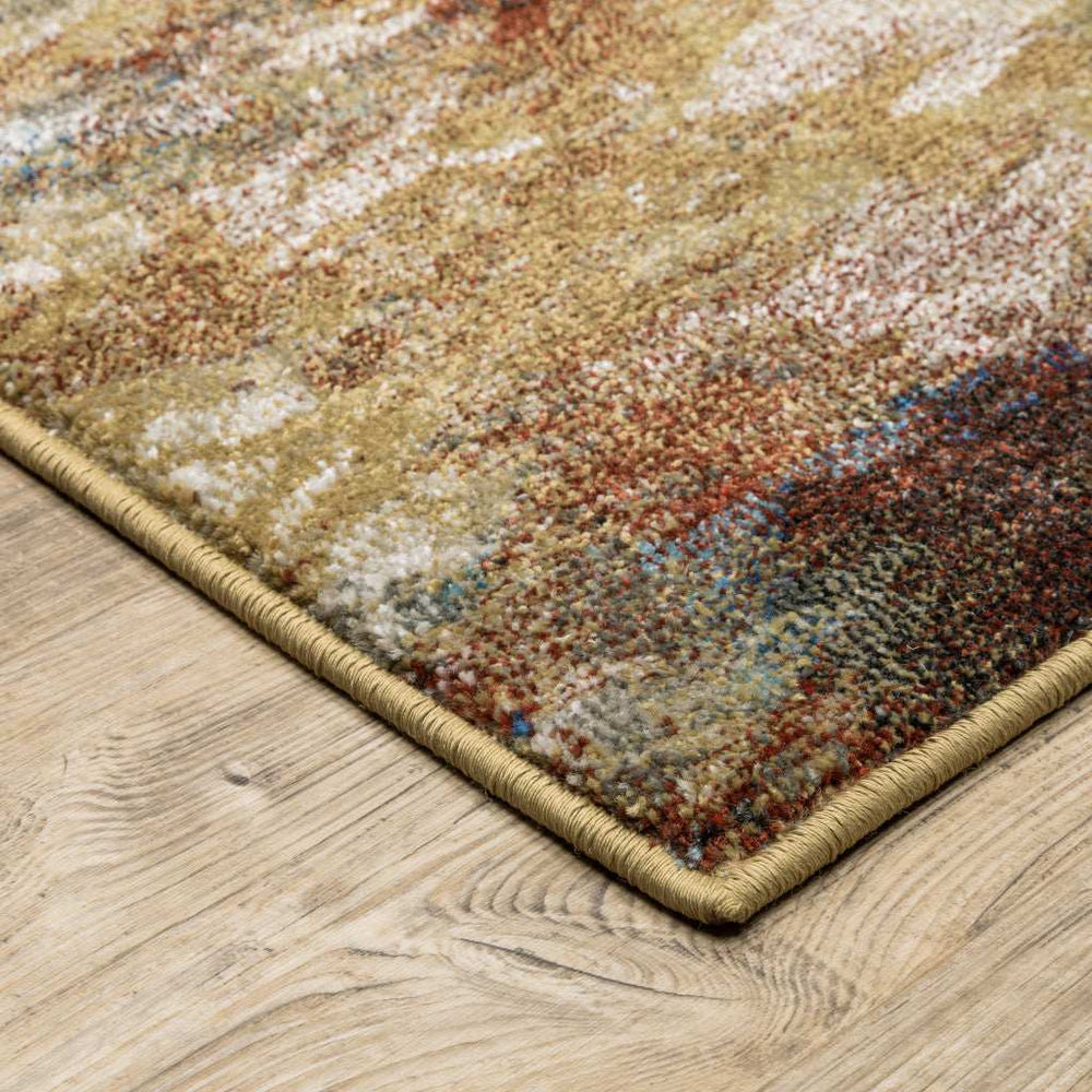 6' X 9' Blue Gold Teal Rust Grey And Beige Abstract Power Loom Stain Resistant Area Rug - Homeroots - Flyclothing LLC