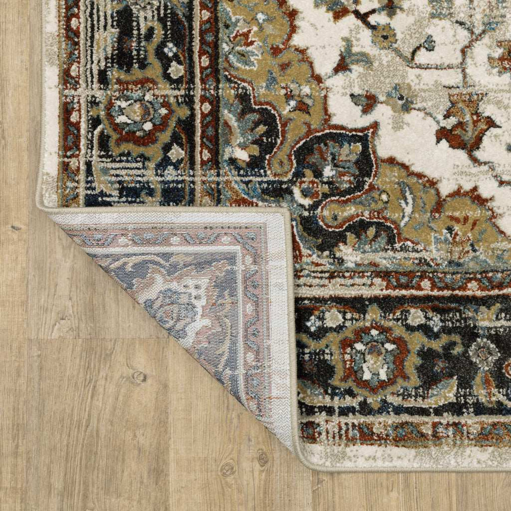 2' X 8' Beige Blue Green Rust And Grey Oriental Power Loom Stain Resistant Runner Rug - Homeroots - Flyclothing LLC