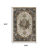 5' X 7' Beige Blue Green Rust And Grey Oriental Power Loom Stain Resistant Area Rug - Homeroots - Flyclothing LLC