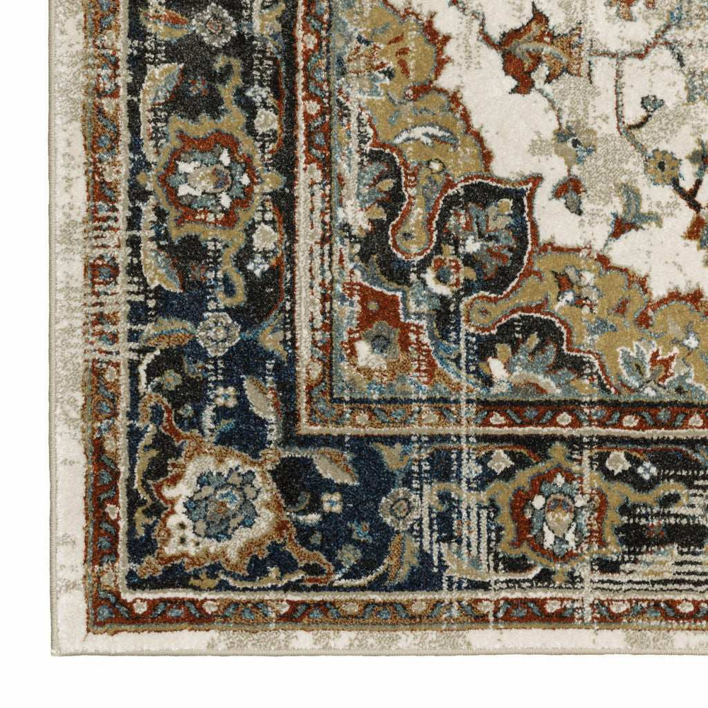 5' X 7' Beige Blue Green Rust And Grey Oriental Power Loom Stain Resistant Area Rug - Homeroots - Flyclothing LLC