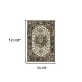 8' X 10' Beige Blue Green Rust And Grey Oriental Power Loom Stain Resistant Area Rug - Homeroots - Flyclothing LLC